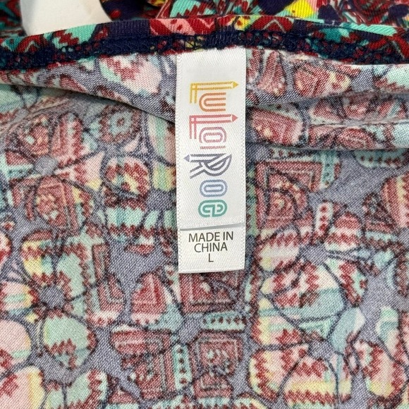 LuLaRoe Tunic Top Long Sleeve Scoop Neck Colorful Print Hi-Low Casual Size L - Picture 3 of 4